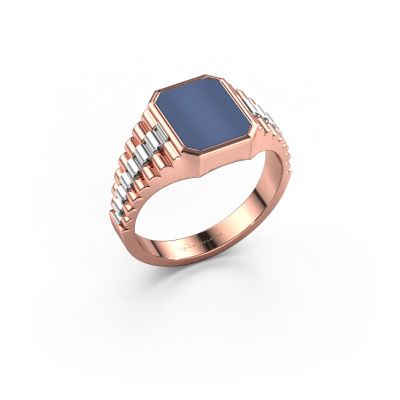 Zegelring Brent 1 585 rosé goud blauw lagensteen 10x8 mm