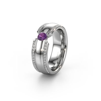 Wedding ring WHR0575L 950 platinum amethyst ±0.28x0.08 in