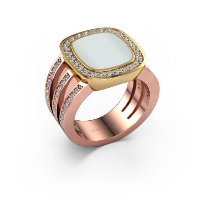 Signet ring Tijn 585 rose gold green sardonyx 13x11 mm