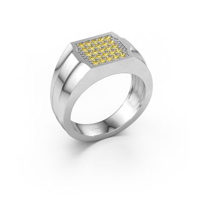 Men's ring Job 950 platinum yellow sapphire 1.5 mm