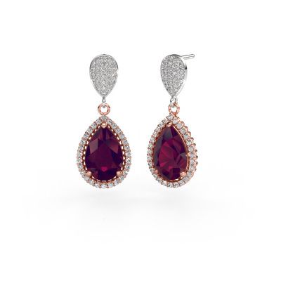 Pendants d'oreilles Tilly per 2 585 or rose rhodolite 12x8 mm