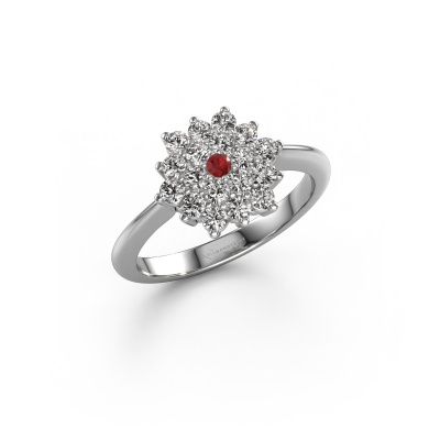 Engagement ring Vickey 585 white gold ruby 2 mm