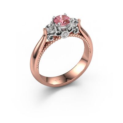 Engagement ring Tiffani 585 rose gold pink lab grown diamond 5 mm