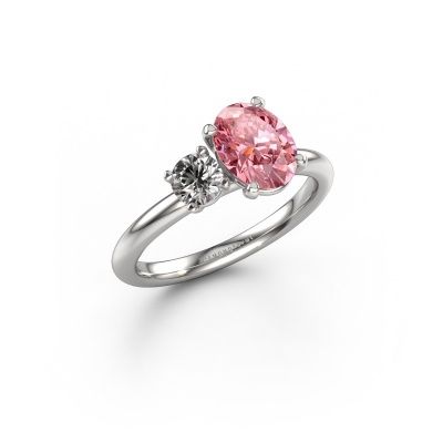 Engagement ring Toi et Moi OVL-RND 950 platinum pink lab grown diamond 8x6 mm
