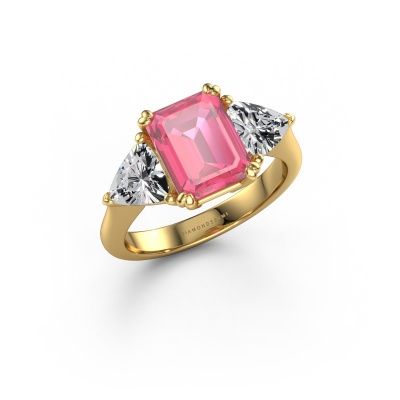 Engagement ring Paula 585 gold pink sapphire 9x7 mm