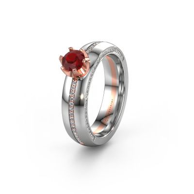 Bague de mariage WH0416L25E 585 or rose rubis ±5x2.6 mm
