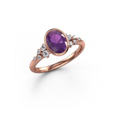 Verlobungsring Aliyah OVL 585 Roségold Amethyst 8x6 mm