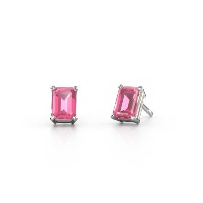 Stud earrings Sam EME 950 platinum pink sapphire 7x5 mm