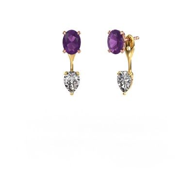 Pendants d'oreilles Kate OVL-PER 585 or rose améthyste 7x5 mm