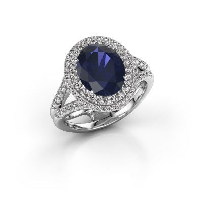 Engagement ring Elvie 585 white gold sapphire 10x8 mm