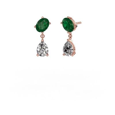 Earrings Toi et Moi OVL-PER 585 rose gold emerald 8x6 mm