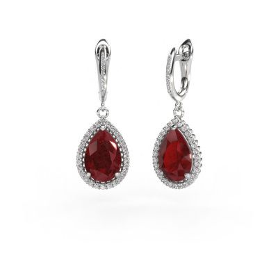 Drop earrings Tilly per 4 950 platinum ruby 12x8 mm