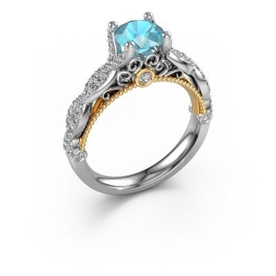 Engagement ring Chantelle 585 white gold blue topaz 6.5 mm