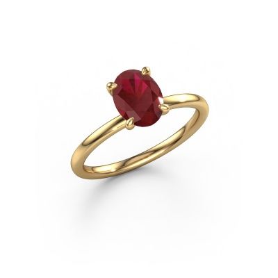 Engagement ring Crystal OVL 1 585 gold ruby 8x6 mm