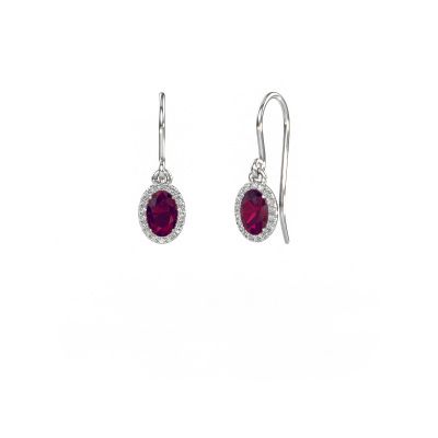 Pendants d'oreilles Seline ovl 950 platine rhodolite 6x4 mm