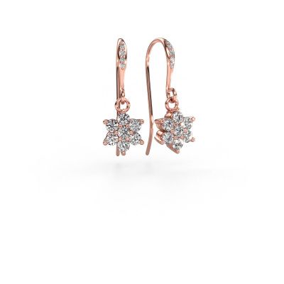 Drop earrings Dahlia 2 585 rose gold zirconia 2.2 mm