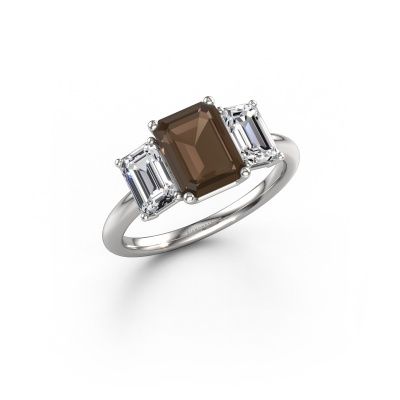 Verlobungsring Sandra 950 Platin Rauchquarz 8x6 mm