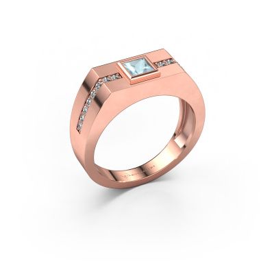 Men's ring Robertus 2 585 rose gold aquamarine 4 mm