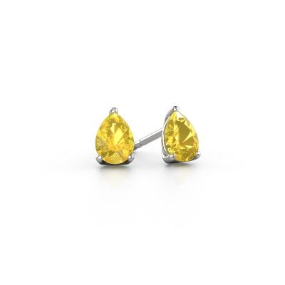 Clous d'oreilles Sam PER 950 platine saphir jaune 7x5 mm