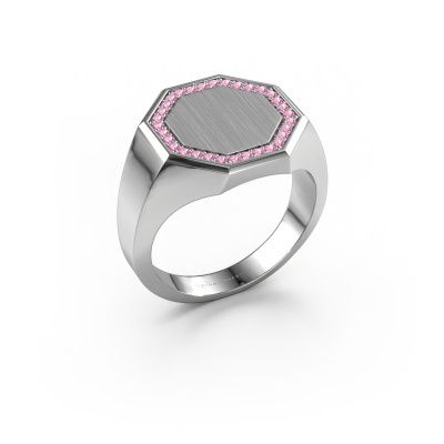 Men's ring Floris Octa 3 585 white gold pink sapphire 1.2 mm