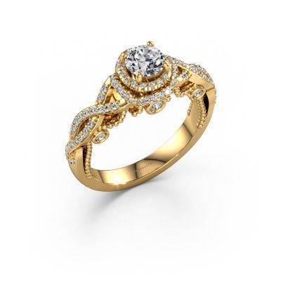 Bague de fiançailles Leora 585 or jaune diamant synthétique 0.968 crt