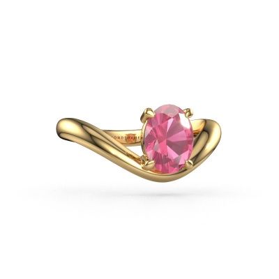 Engagement ring Femke OVL 585 gold pink sapphire 8x6 mm