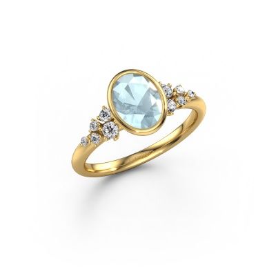 Engagement ring Aliyah OVL 585 gold aquamarine 8x6 mm