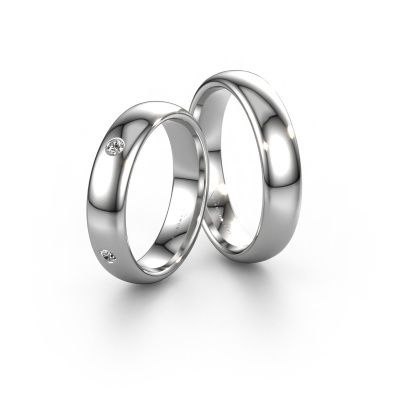 Alliances set WH0104LM35BP ±5x2 mm 14 Carat or blanc diamant 0.045 crt