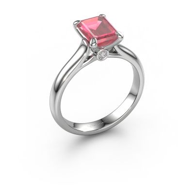 Engagement ring Valorie eme 1 950 platinum tourmaline pink 9x7 mm