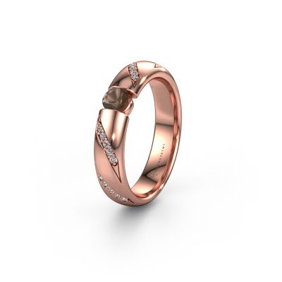 Wedding ring WH2102L34A 585 rose gold smokey quartz ±5x1.7 mm