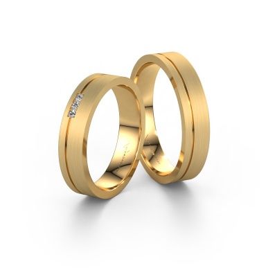 Wedding rings set WH0156LM14XM ±0.18x0.06 in 14 Carat gold