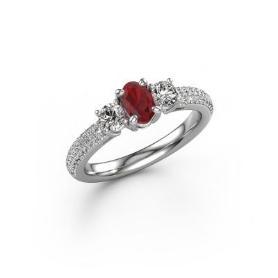 Engagement ring Marielle OVL 950 platinum ruby 6.5x4.5 mm