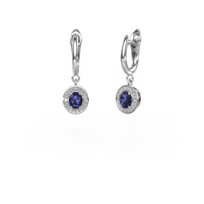 Drop earrings Nakita 585 white gold sapphire 5x4 mm