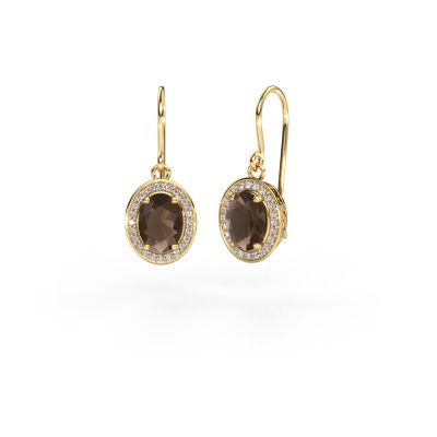 Pendants d'oreilles Latesha 585 or jaune quartz fumé 7x5 mm