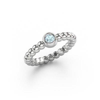 Stackable ring Dini 585 white gold aquamarine 3 mm