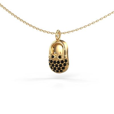 Pendant Babyshoe 585 gold black diamond 0.232 crt