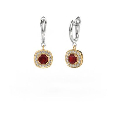 Drop earrings Marlotte 1 585 gold ruby 5 mm