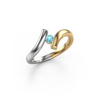 Ring Amy 585 goud blauw topaas 4 mm