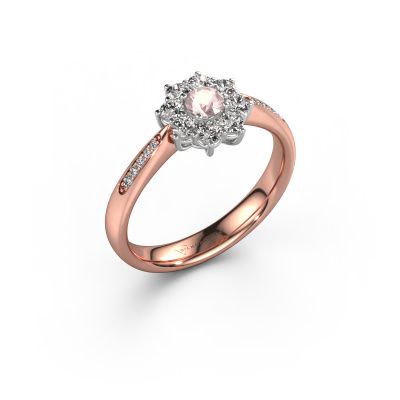 Verlovingsring Carolyn 2 585 rosé goud morganiet champagne 3.4 mm