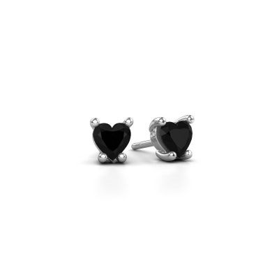 Oorbellen Sam Heart 585 witgoud zwarte diamant 0.65 crt