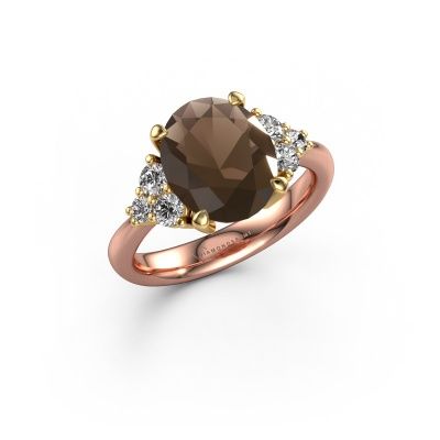 Bague de fiançailles Aleida OVL 1 585 or rose quartz fumé 9x7 mm