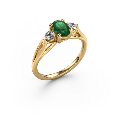 Engagement ring Amie OVL 585 gold emerald 7x5 mm