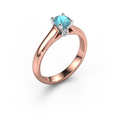 Engagement ring Valorie RND 1 585 rose gold blue topaz 5 mm