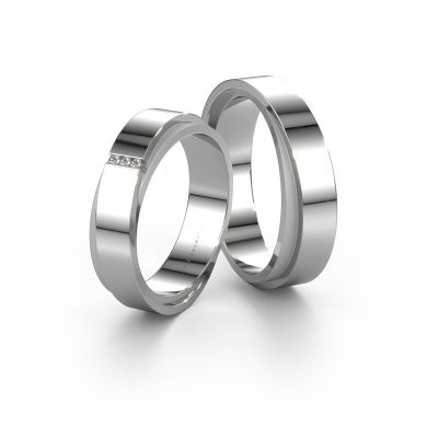 Wedding rings set WH6012LMX6A ±0.24x0.07 in 14 Carat white gold diamond 0.008 crt