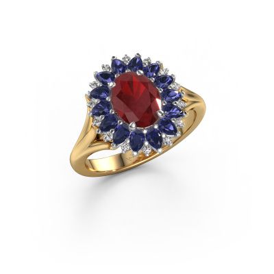 Engagement ring Lidia 585 gold ruby 8x6 mm