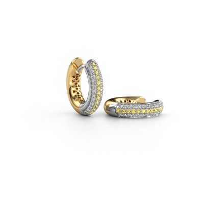 Créoles Tristan B 14 mm 585 or blanc saphir jaune 1 mm