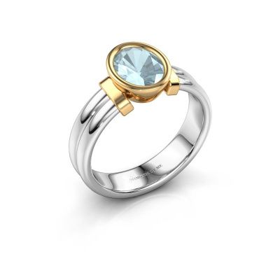 Ring Gerda 585 white gold aquamarine 8x6 mm