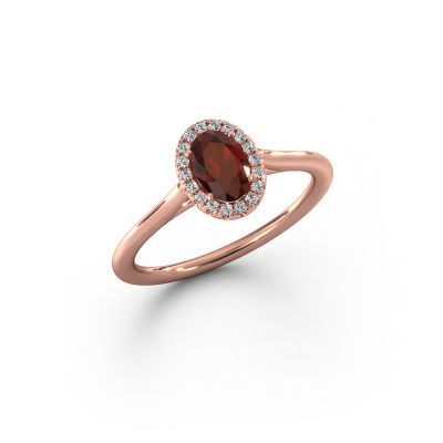 Verlobungsring Seline ovl 1 585 Roségold Granat 6x4 mm