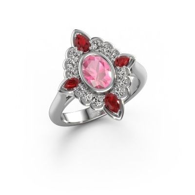 Verlobungsring Door 585 Weißgold Pink Saphir 7x5 mm