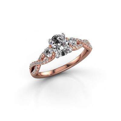 Engagement ring Marilou OVL 585 rose gold zirconia 7x5 mm